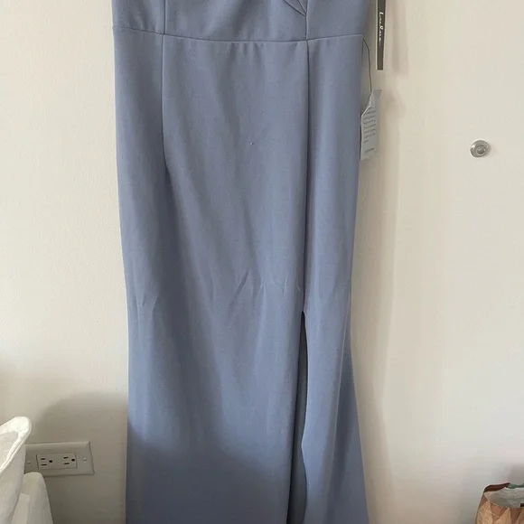 Lulus Song of Love Blue Grey Off-the-Shoulder Maxi Dress - Picture 3 of 8